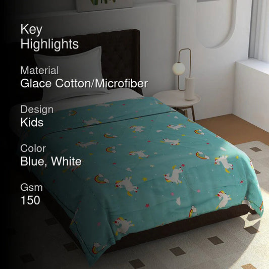 Unicorn Prism Kids Comforter - 150 GSM Glace Cotton/Microfiber