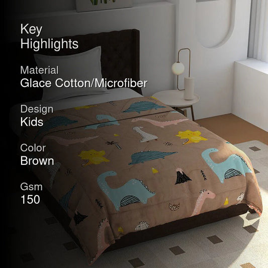 Tiny Dino Kids Comforter - 150 GSM Glace Cotton/Microfiber