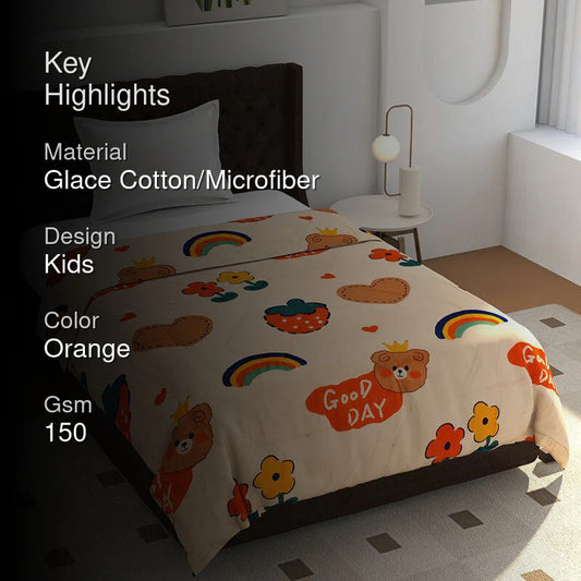Good Day Teddy Kids Comforter - 150 GSM Glace Cotton/Microfiber