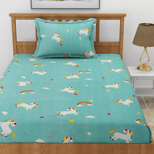 Sky Bow Kids Bedsheet - Aqua Glace Cotton/Microfiber