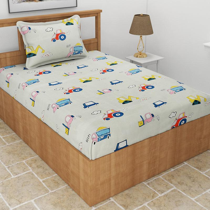 Truck Race Kids Bedsheet Glace Cotton/Microfiber