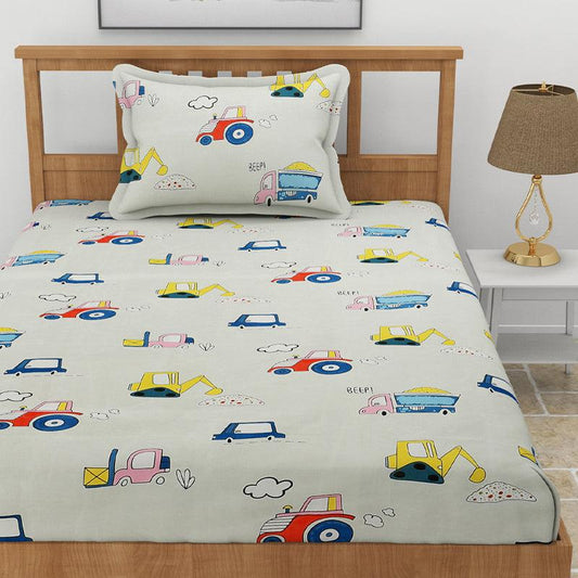 Truck Race Kids Bedsheet Glace Cotton/Microfiber