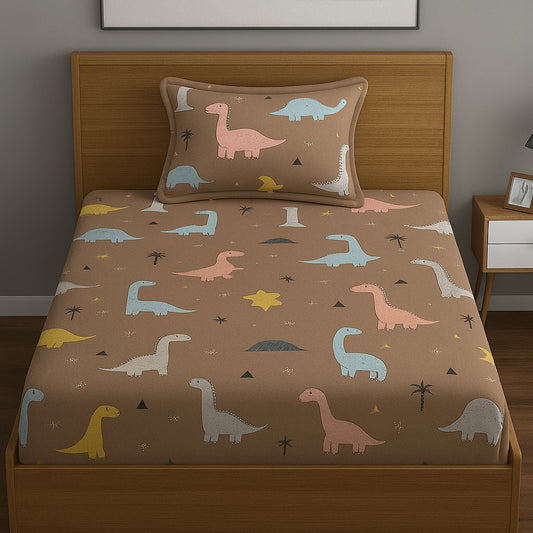 Tiny Dino Kids Bedsheet PolyCotton/Cotton Blend