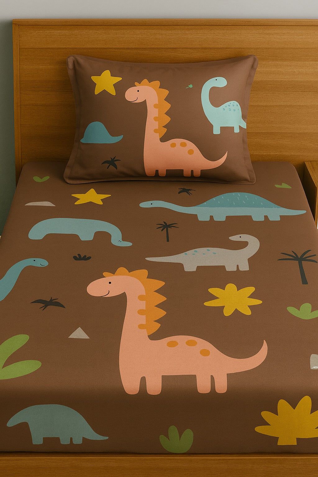Tiny Dino Kids Bedsheet PolyCotton/Cotton Blend