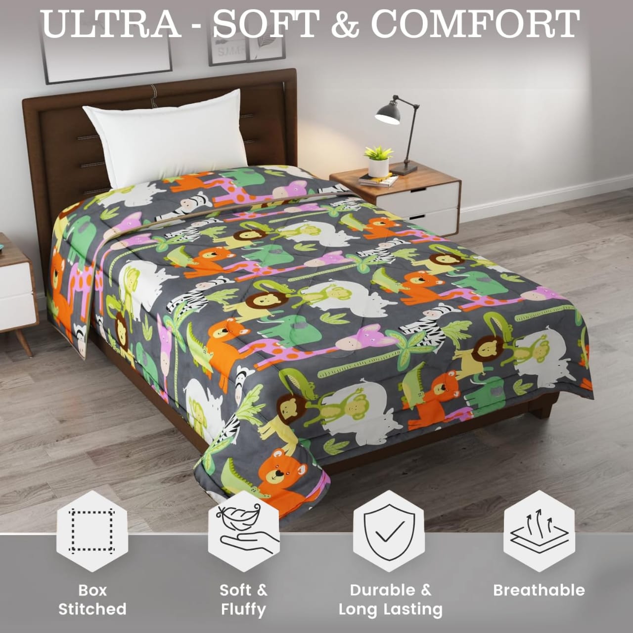 Wild Whimsy Kids Comforter - 150 GSM Glace Cotton/Microfiber