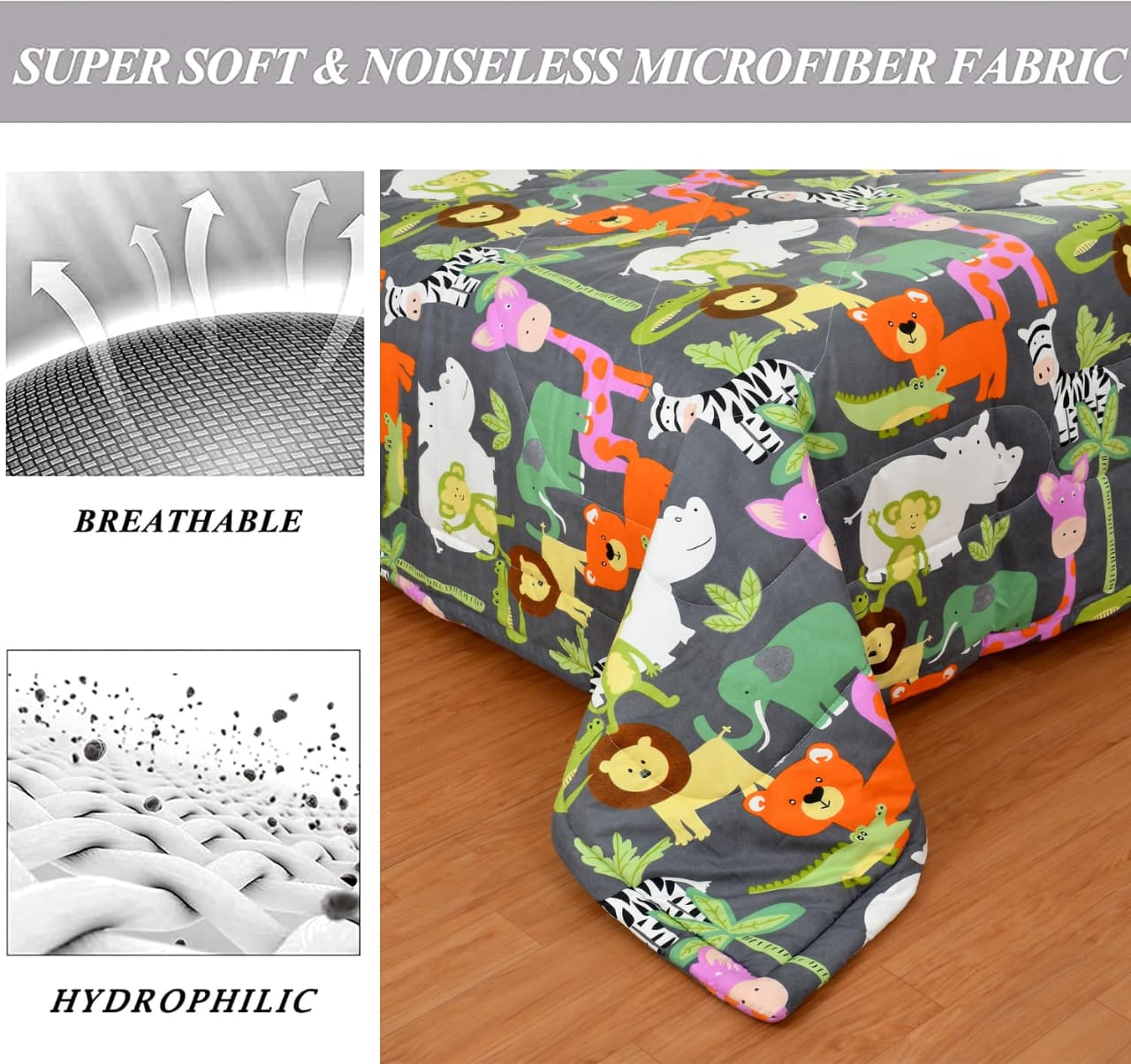 Wild Whimsy Kids Comforter - 150 GSM Glace Cotton/Microfiber