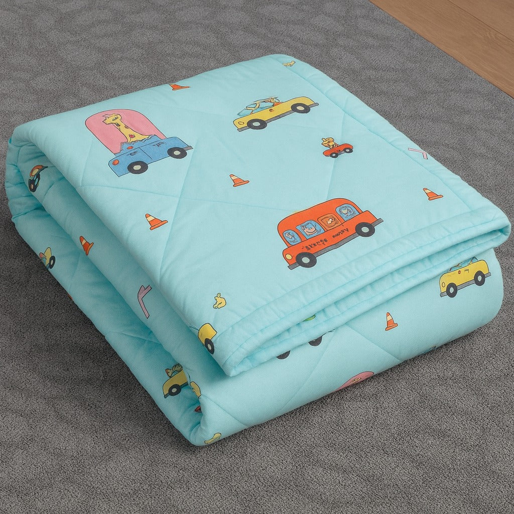 Bus Route Kids Comforter - 150 GSM Glace Cotton/Microfiber
