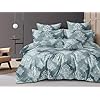 Cotton Feel Glace Cotton Elastic Fitted Printed King Size Double Bed Bedsheet with 2 Pillow Cover Fits Upto 8 Inches Mattress, 300TC (90"x100") (Green Floral Print)
