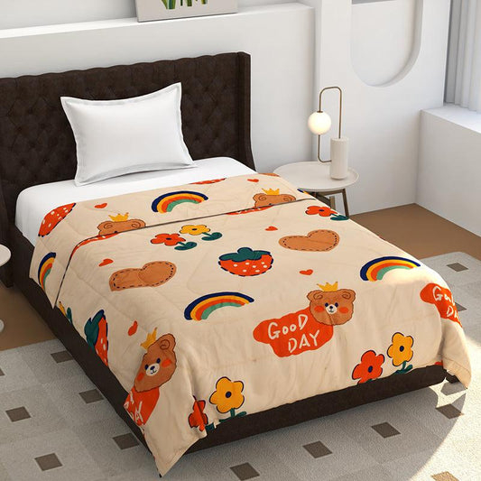 Good Day Teddy Kids Comforter - 150 GSM Glace Cotton/Microfiber